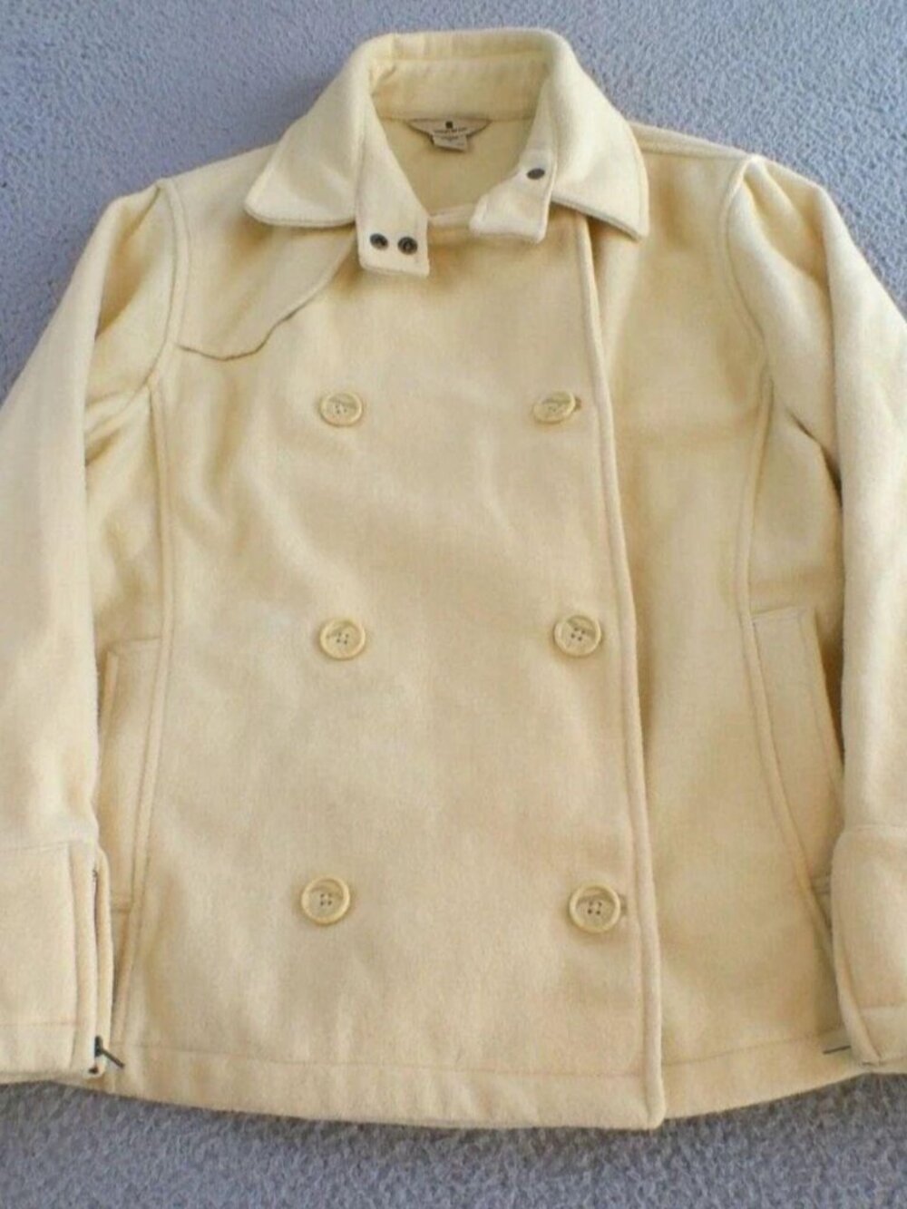 Woolrich Women's Pale Yellow Coat Double Breasted Wool Blend Pockets